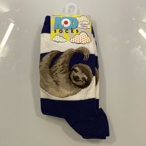 NWT Navy and White Stripped Sloth Crew Socks
